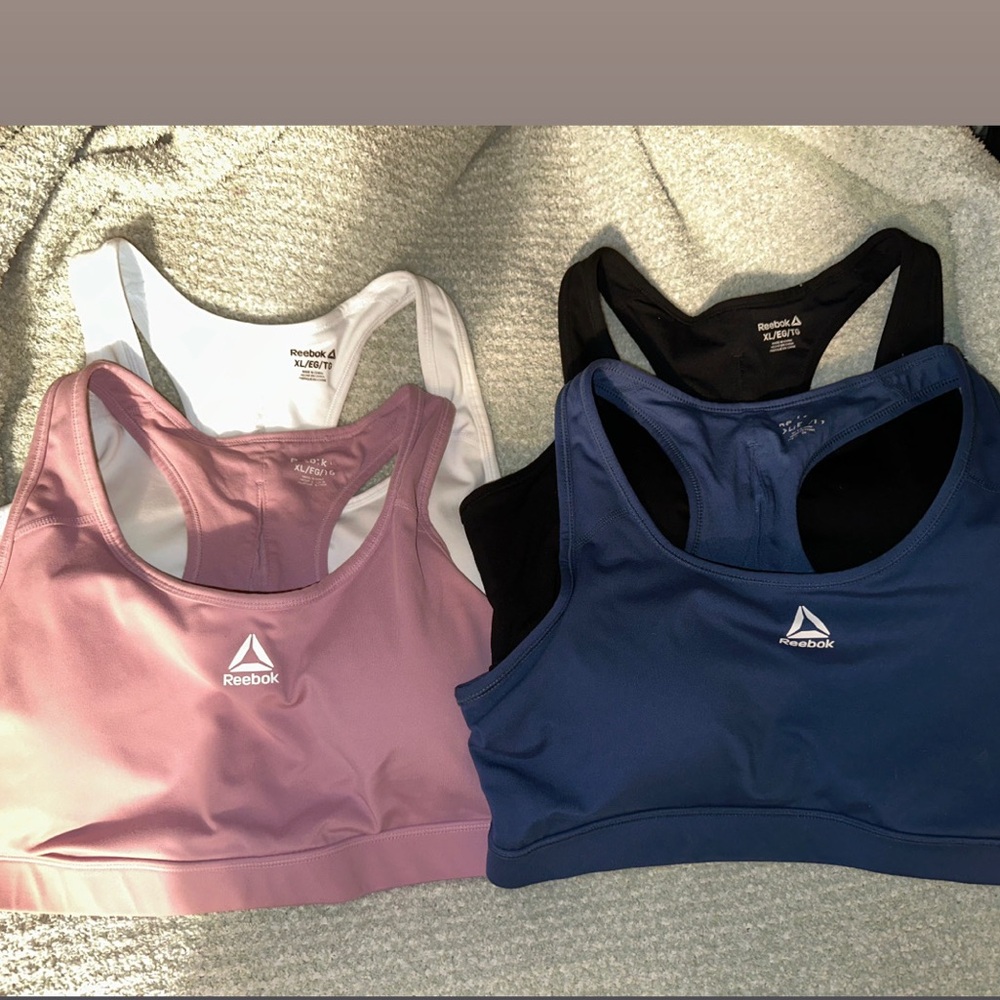 Reebok Women's Sports Bra Trio - Pink, Blue, Black
